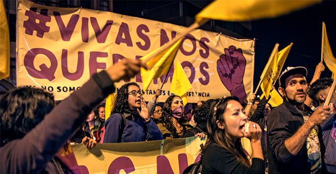 Activistas en Quito Durante marcha Ni Una Menos 2017