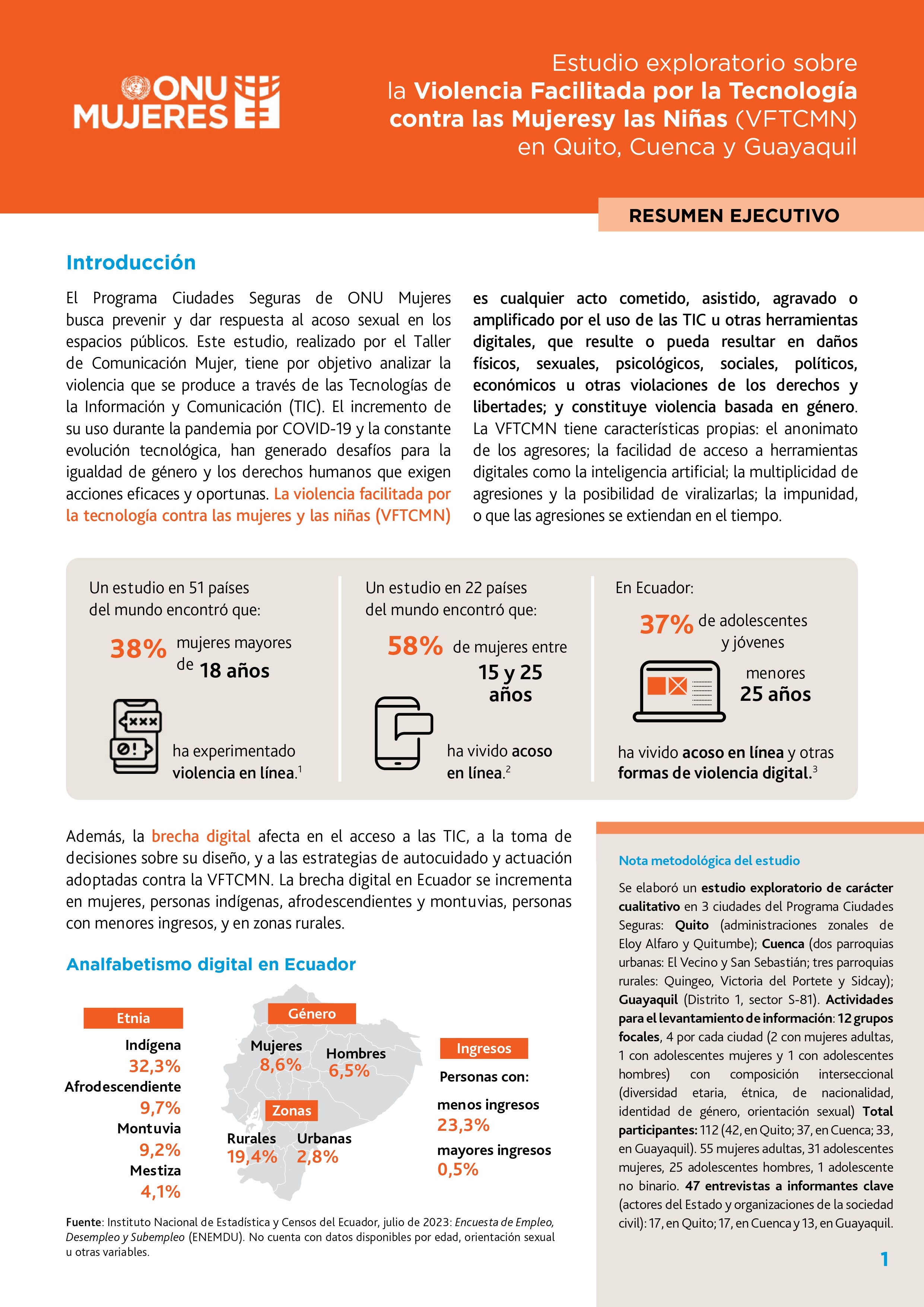 Estudio exploratorio sobre la Violencia Facilitada por la Tecnología contra las Mujeresy las Niñas (VFTCMN) en Quito, Cuenca y Guayaquil 