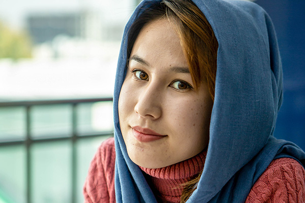Freshta, a young Afghan woman who earned a scholarship to study in a neighboring country. Photo: UNDP Kazakhstan